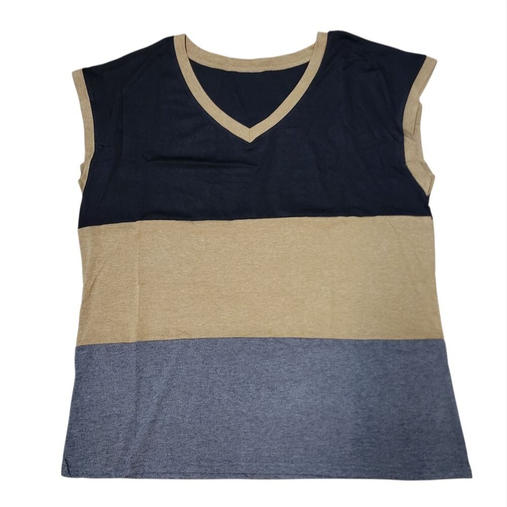 Women's Color Block Tank Top - Black, Gold, and Gray -NWOT - Picture 5 of 7
